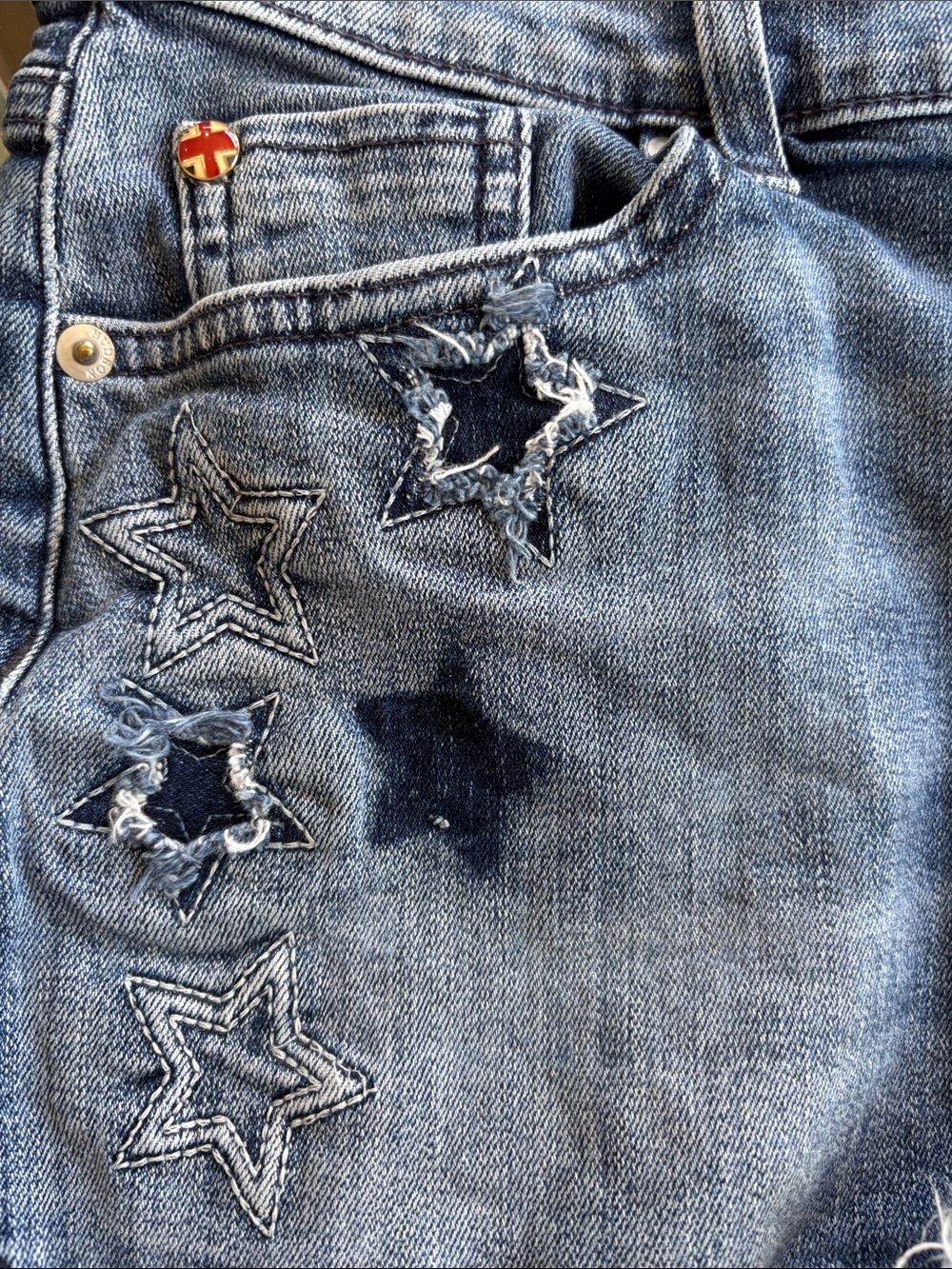 Hudson Kali Cut Off Stargazing Blue Jean Shorts Size 27 - Picture 5 of 9